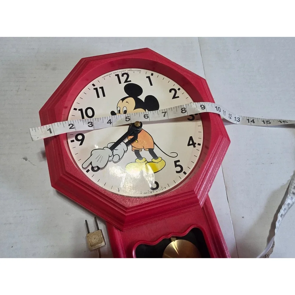 Vtg Mickey Mouse Welby Elgin Pendulum Wall Clock Electric Disneyana non-working